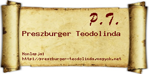 Preszburger Teodolinda névjegykártya